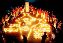 5100 दीयो से एक समाज श्रेष्ठ समाज संस्था ने लिखा जय श्री राम -रामलला के प्राण प्रतिष्ठा पर्व पर बनाया भारत का नक्शा