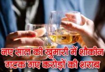 नए वर्ष के जश्न में शौकीन गटक गए करोड़ों की शराब