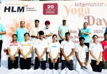 एचएलएम कॉलेज में गूंजा योग का मंत्र, विद्यार्थियों ने लिया नियमित योग का संकल्प