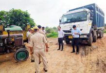 हरनंदीपुरम योजना में अवैध खनन कर, जीडीए ओएसडी ने पकड़ा ट्रक